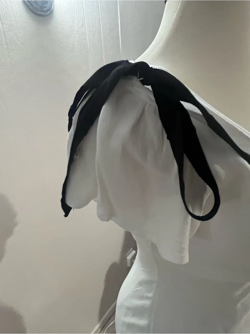 wild fable White Mini Dress with Black Shoulder Ties